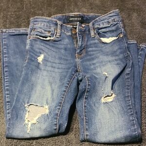 Aeropostale Blue Skinny Distressed Jeans